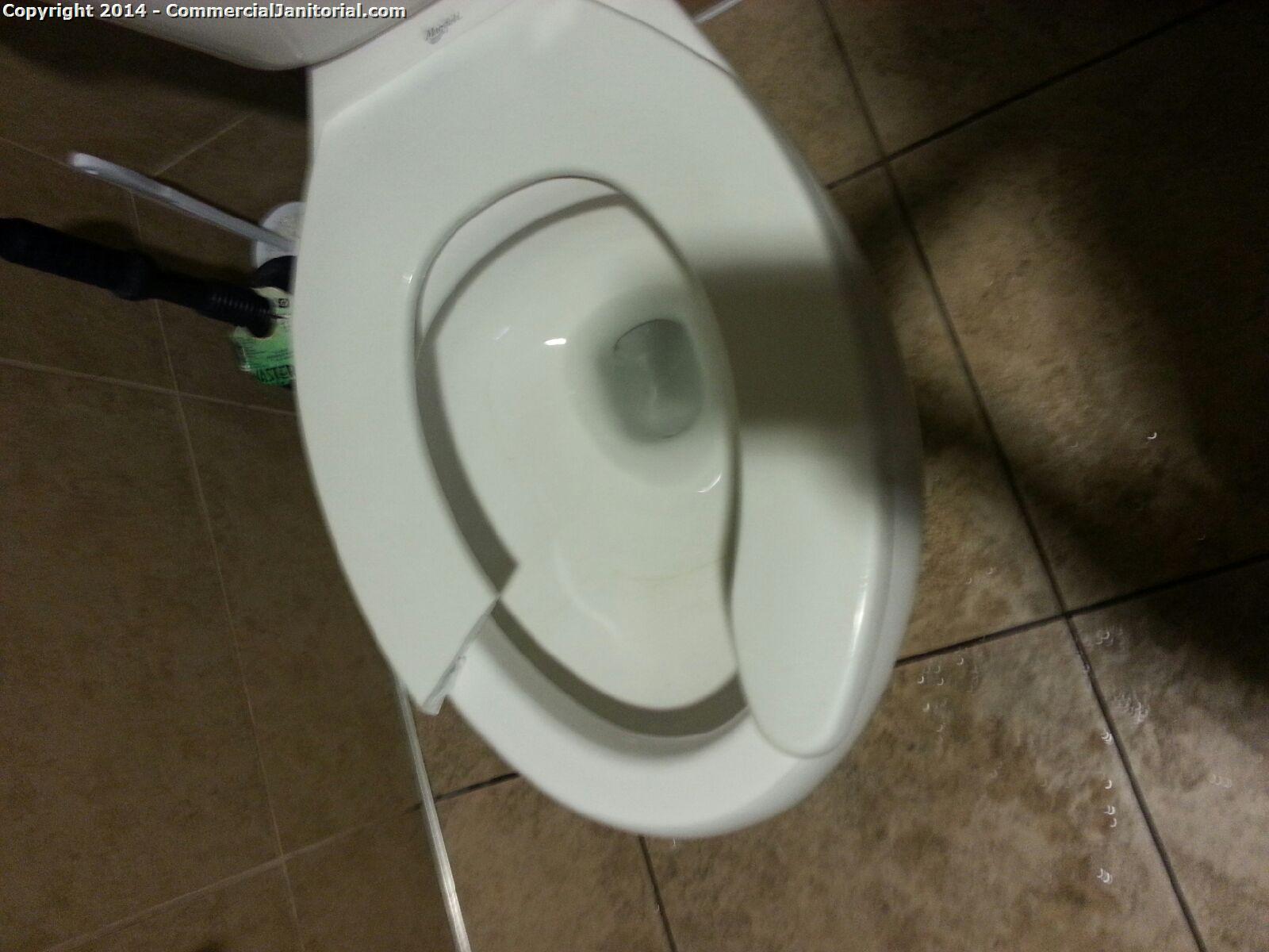 Ralph checking in.

Here is a photo of the broken toilet sea.  

Running to the store and will return to fix this toilet seat.

Ralph. T.
