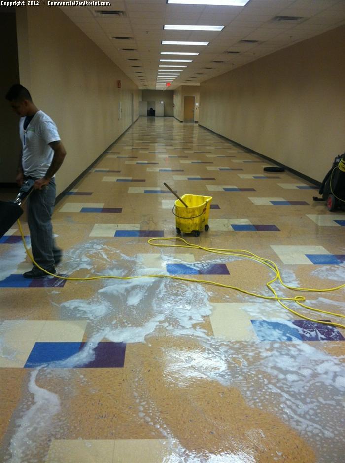 Vinyl Composition Tile (VCT) floor cleaning requires multiple pieces of equipment from burnishers, mops and most importantly trained floor cleaning staff.