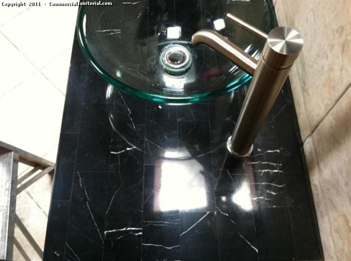 Marble sink counter after polishing photo.