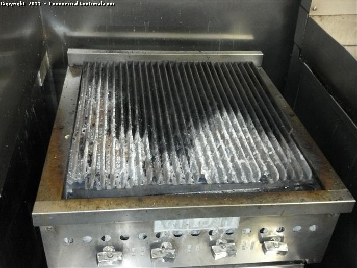 Restaurant commercial kitchen. This is how we find a grill each night before we clean