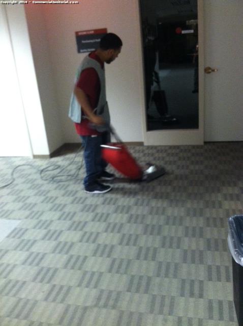 8-20-14 

Here is a snap shot of our crew vacuuming the right way. Vacuuming out of a room as opposed to towards it.

Robbie K.