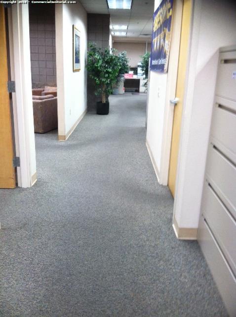 All office has been vacuumed, backslash cleaned , walls wiped down , door and knobs cleaned 