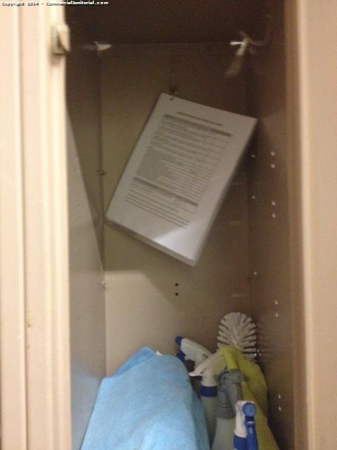 Our cleaners have there own lockers where they keep all of there chemicals, clean rags, and there job cards. 