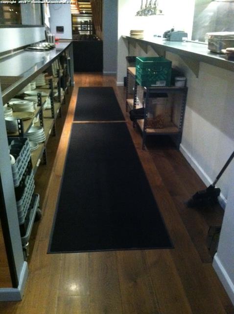 Kitchen was cleaned , Floor mats were vacuumed Dining room floor was swept and mopped 