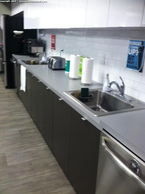 6-29-14 Cleaners Janet & Viviana Cleaners present during inspection. Lunch room and break room counters wiped cleaned and disinfected.