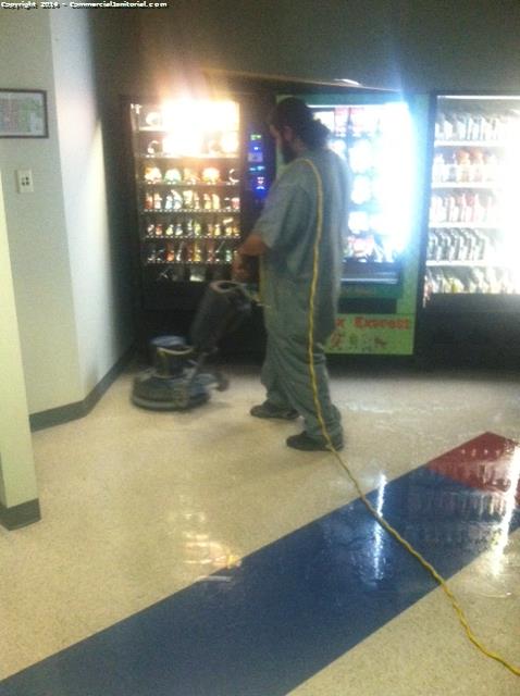All Ceramic Tile flooring has been Scrubbed after the crew scrubbed the floors they put 2 coats of wax on the floors 
