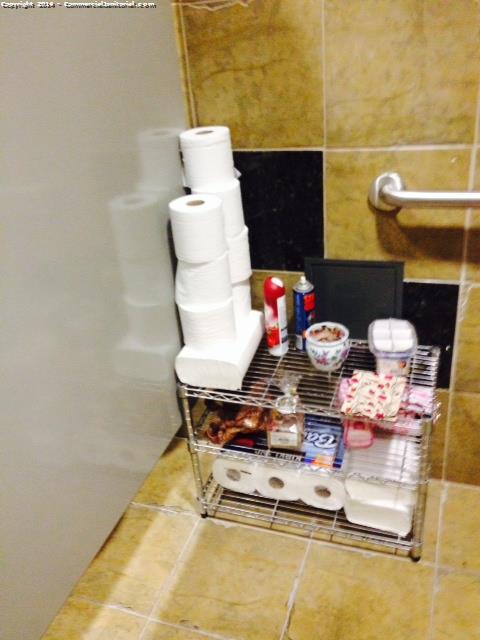 All bathrooms were cleaned and fully restocked and they even left extra supplies in each bathroom