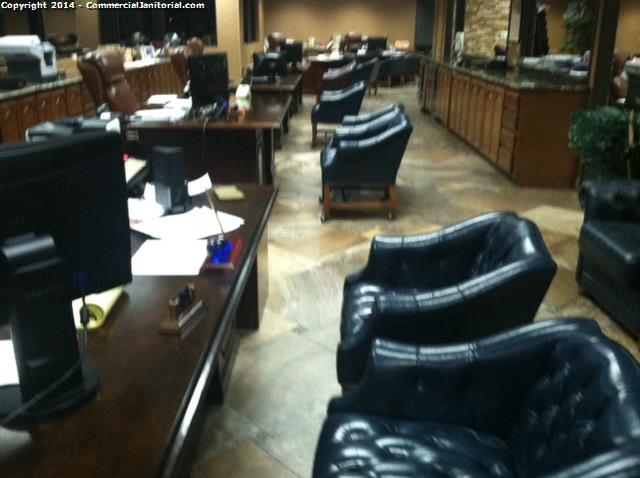 10/5/14- Cecilia performed inspection.

The crew did an amazing job of wiping the leather chairs then conditioning the chairs.

The client will be happy!

Cecilia K.