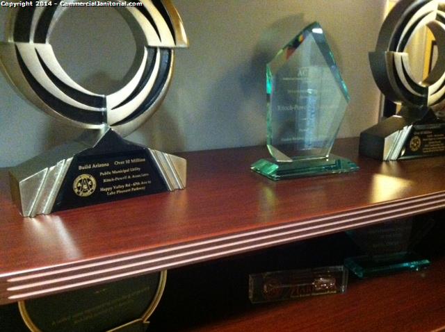 10/29/14

Eva M. performed on-site inspection.

The crew did an excellent job of dusting all awards and trophies.

Nice work team!!

Client will be very happy with our work tonight.

Eva M.