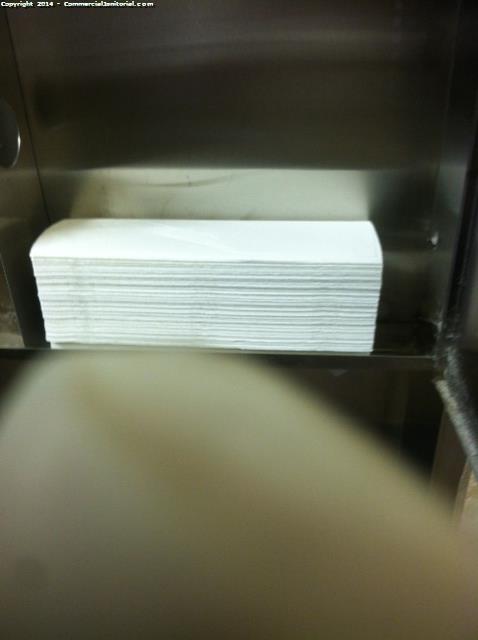 Paper towel dispenser has been fully restocked , day porter  made sure of it before leaving site 