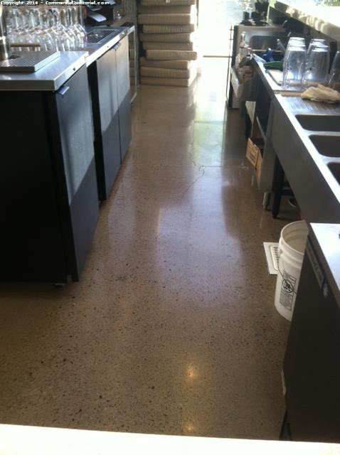6-28-14 WO-29538-1 Cleaner/German Cleaner present during inspection Work order complete The cafe drains were cleaned and bartending area wiped down and disinfected