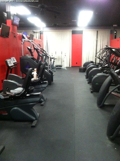 Cleaned and disinfected gym cardio equipment

6-23-14

