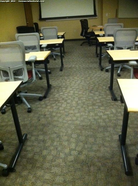 All Desk, chairs and walls were wiped down and cleaned , Also the carpet was Vacuumed 