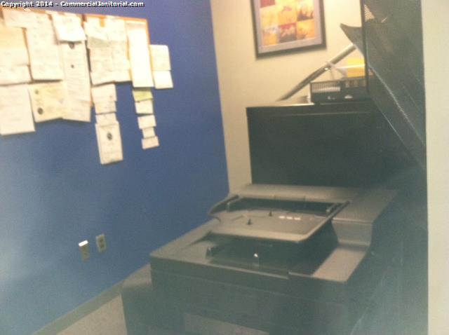 11-20-14

Kent G. performed an site inspection.

The crew did a great job of dusting the copier as a special request.

Executive Michael York will be happy with the work we did.  

Nice job team!

Kent G.