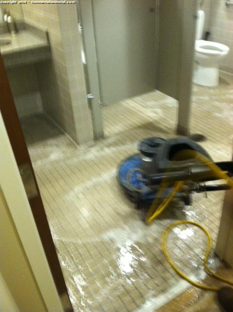 Tile flooring have have been power washed , and buffed to smoothen out the flooring 