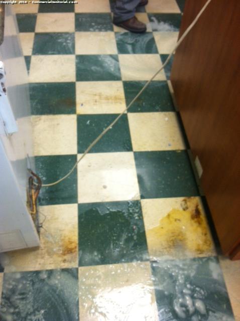 This Floor looks terrible before getting the strip & wax Completed 