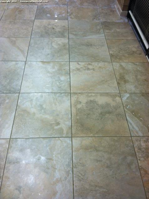 All floors have been scrubbed , dust in between tiles has been removed . 