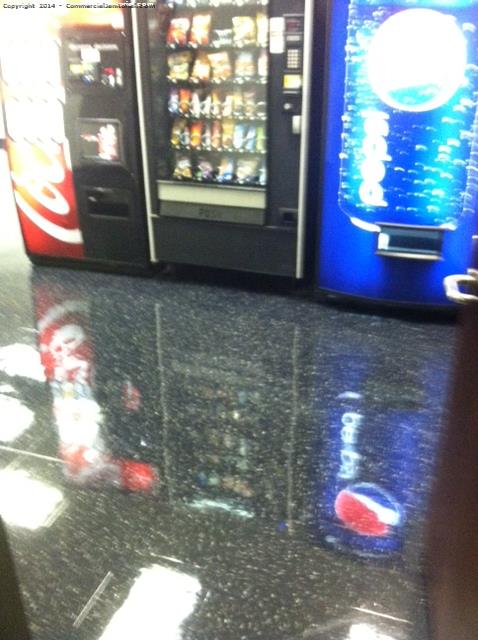  Vending machines have been wiped down and disinfected , All flooring had a VCT Strip & Wax