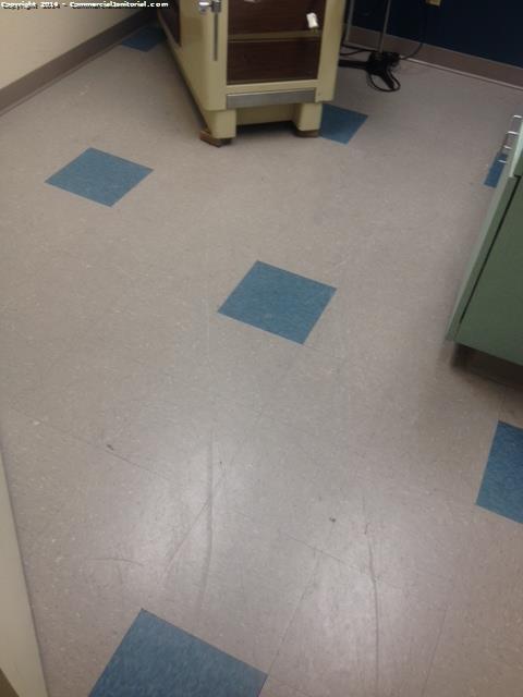 4/22/14 Elizabeth Obgyn - Phx Came to account to go over work order w/ cleaner FYI Cleaner told me that customer left a note on the door on Friday to mop a patient room they did it But that room has NO wax on VCT floor it