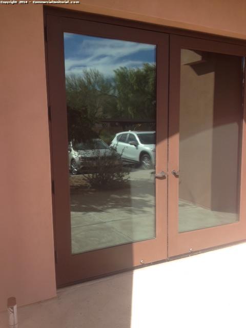 Cleaner cleaned and "polished" all of the doors upon the customers request , client was very satisfied with the work done