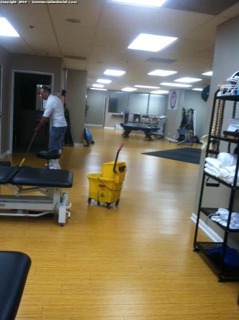making sure all floors look shinny and sanitized for next day use 