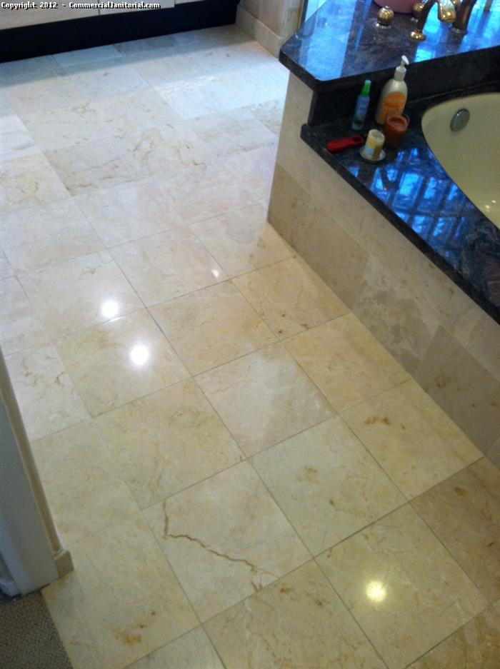 This is the marble floor just cleaned and sealed nothing else. If you deal with a fly by night cleaning company, they may be applying the incorrect cleaning process.

Our natural floor care experts can provide you with an assessment of your needs and prepare a schedule which can keep your floors looking great.