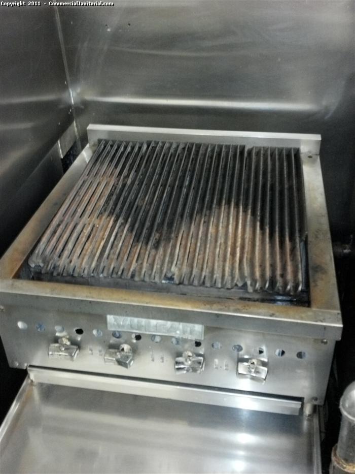Here is an after picture of a commercial kitchen grill. This is how we leave the grill after a routine nightly cleaning.