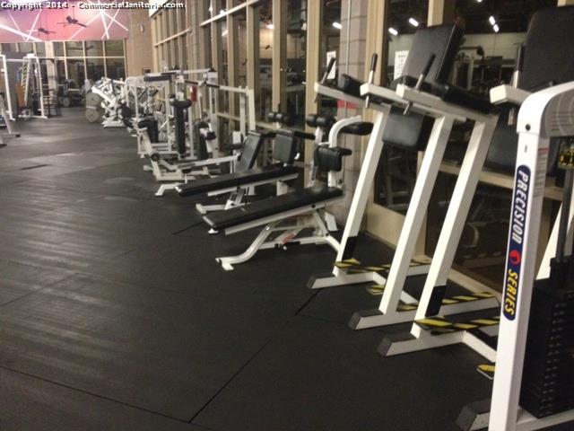 All gym equipment has been cleaned , all floors were swept and moped 