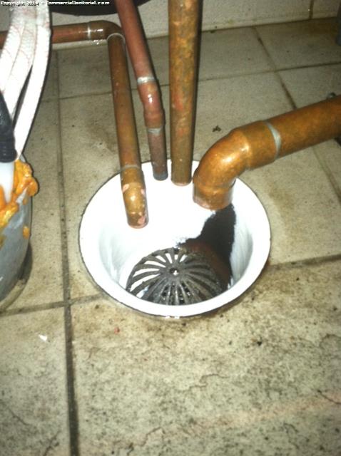This drain was horribly black and dirty before our cleaner got to it , it was cleaned and looks phenomenal .