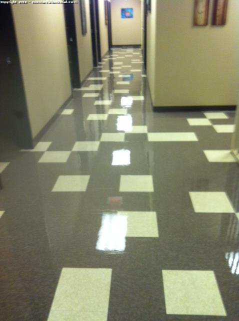 VCT floors are shinny after cleaning a medical office
