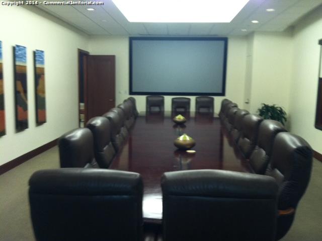 a janitor is responsible to organize a conference room after cleaning  