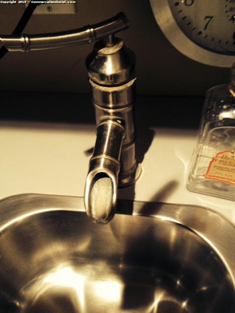 Sink faucet has been cleaned , and polished with stainless steel . 