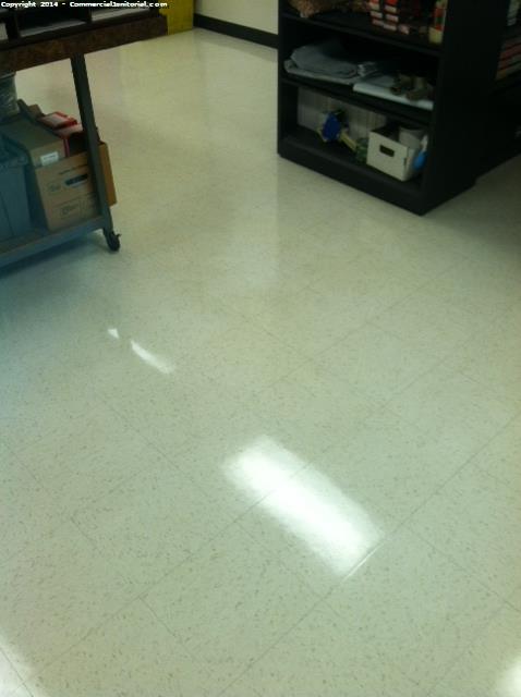 These floors were scrubbed and Coated with wax 