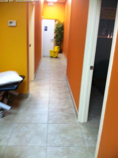 6-15-14 Cleaner/ Mario Cano Cleaners present during inspection -hallway floor were vacuumed And mopped -all rooms were cleaned and mopped