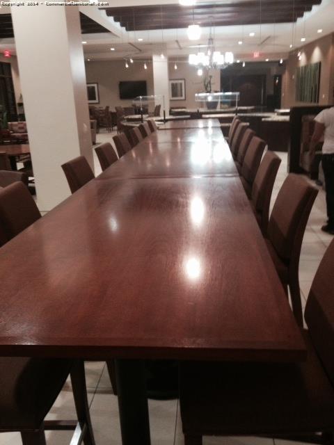 All Tables in facility have been wiped down and polished 