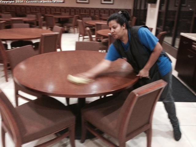  All tables wipe down - schedule for Sunday to remove debris underneath of the tables