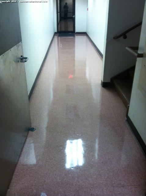 10/28- 

Cliff T. performed inspection today.

The crew did a fantastic job of stripping and waxing VCT hallway.

The client will be pleased with our work

NICE JOB TEAM!!

Cliff T.