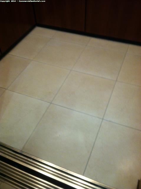 A tile and seal was completed inside of the elevator 
