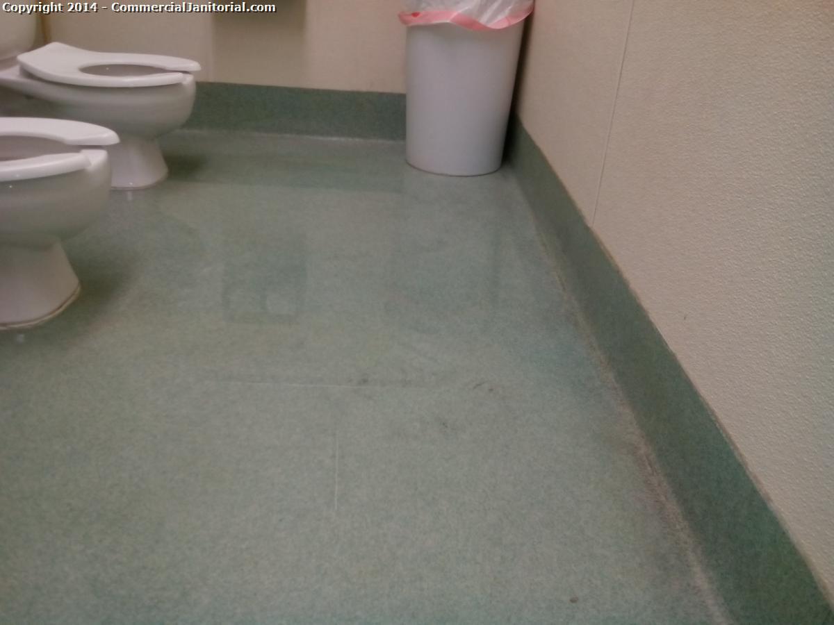 The restroom in this classroom was flooded and the water got to the wood floors.everything got cleaned up. 