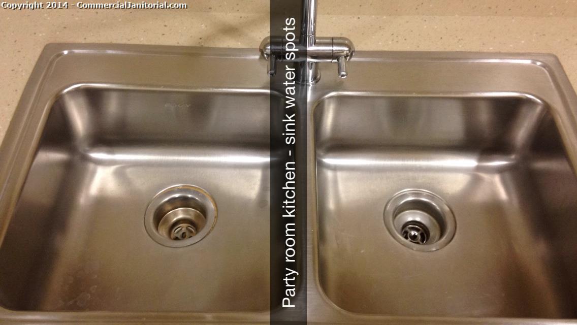 The sink has water spots in it.
